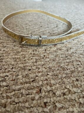 Mudd Gold Glitter Skinny Belt Silver Beaded Trim Y2K M/L